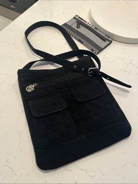 Vera Bradley Black Quilted Crossbody Bag with Front Pockets